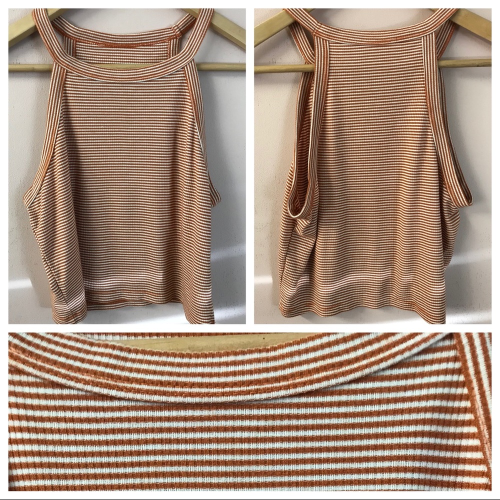 ‼️SOLD‼️Rust Striped Ribbed Crop Top - Picture 3 of 4